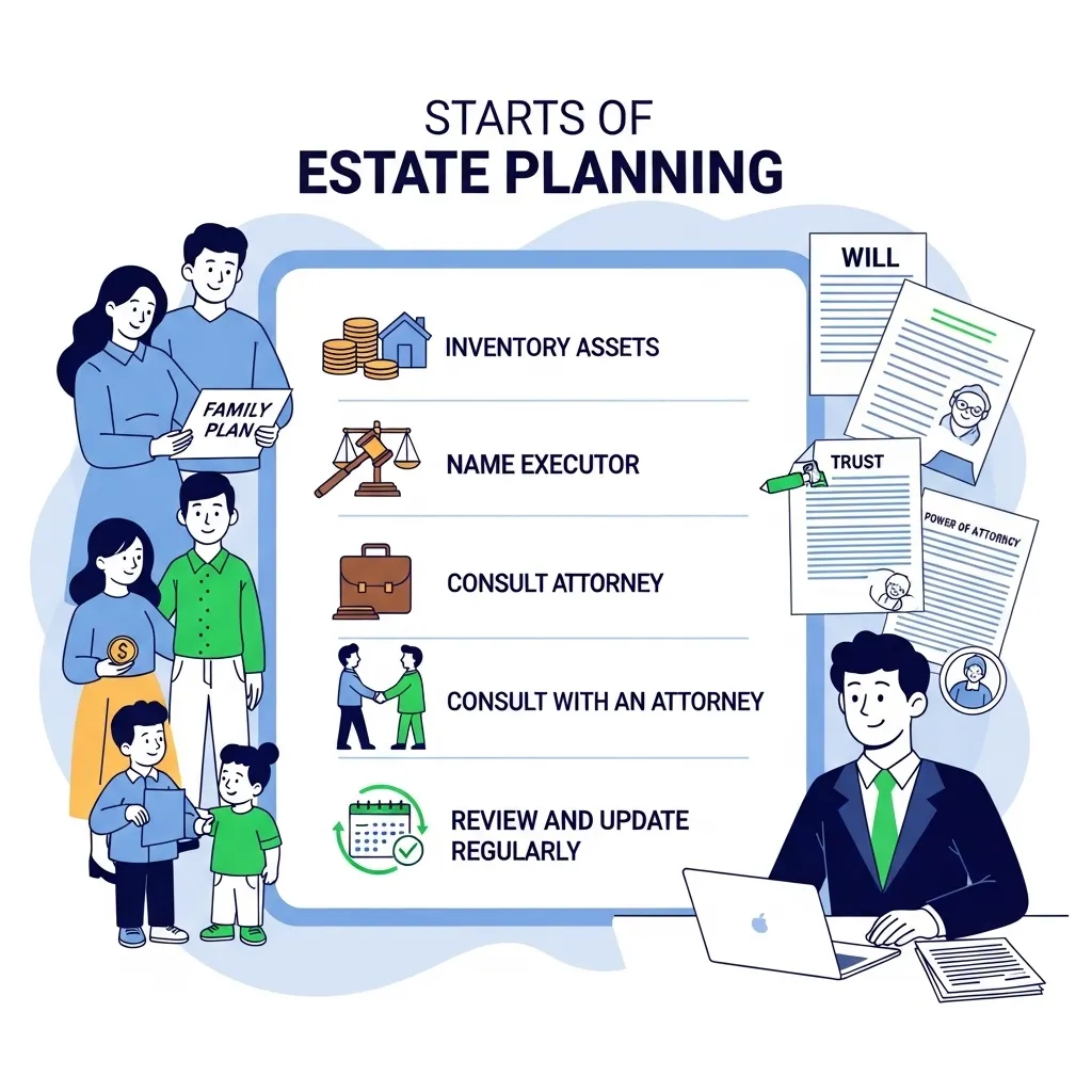 Illustration of steps to start estate planning